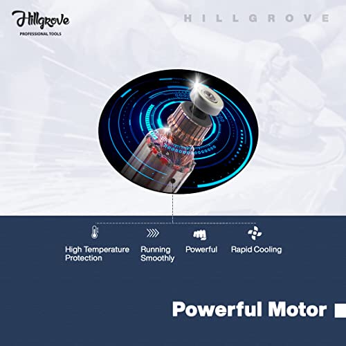 Hillgrove HGANG4B1M2 Angle Grinder | 100 mm Wheel Diameter | 11000 RPM High-Speed Motor | Corded Electric | Compact & Powerful Grinding and Cutting Tool - Image 6