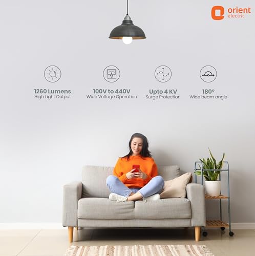 Orient Electric 12W High Glow LED bulb| 180-degree wide beam angle| Voltage surge protection up to 4 kV| 6500K, Cool White| B22d base| Made in India| Pack of 6 - Image 3