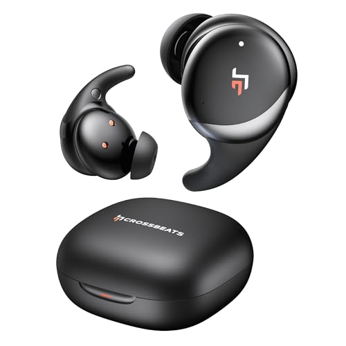 CrossBeats Hertz ANC TWS Ear Buds, Wireless in‑Ear Earphones, Sleep Buds v5.4 Bluetooth 10 mm Drivers Up to 60H Playtime, with AI Noise Cancellation,40 ms Low Latency, & AI ENC Earbuds Buds (Hertz)