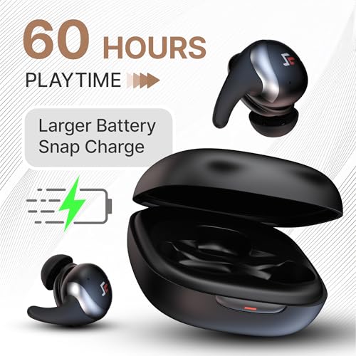 CrossBeats Hertz ANC TWS Ear Buds, Wireless in‑Ear Earphones, Sleep Buds v5.4 Bluetooth 10 mm Drivers Up to 60H Playtime, with AI Noise Cancellation,40 ms Low Latency, & AI ENC Earbuds Buds (Hertz) - Image 2