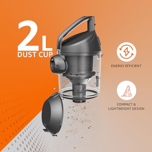AmazonBasics Cylinder Bagless Vacuum Cleaner with Power Suction, Low Sound, High Energy Efficiency and 1 Years Warranty (2L, Black) - Image 4