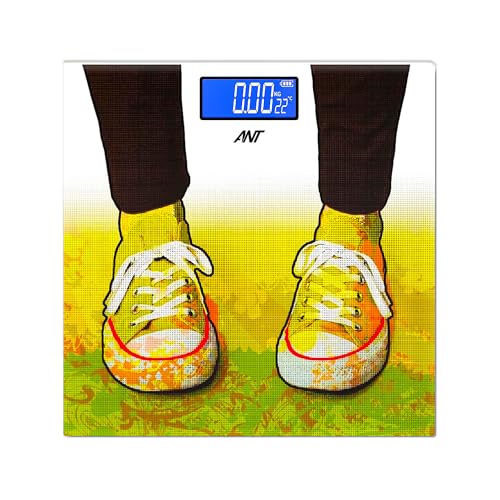 ANT Flora Sports Weight Machine for Body Weight Digital Bathroom Scale for Human body Weight measurement with Wide LCD Display Thick Tampered Glass for Home & Gym with 30 Months Warranty