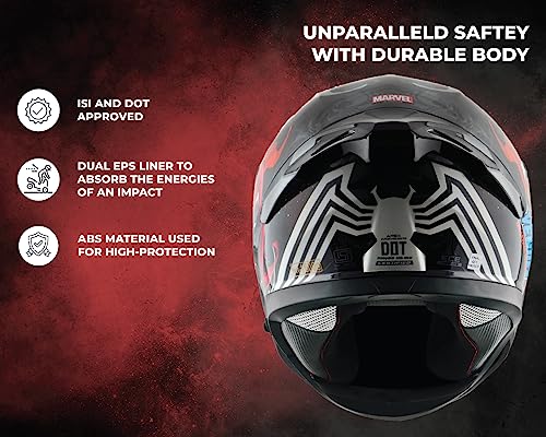 Axor Apex Marvel Venom Full Face Motorbike Helmet, Premium Graphic Finish with Sporty Aerodynamic Design – Black Red - XL - Image 5