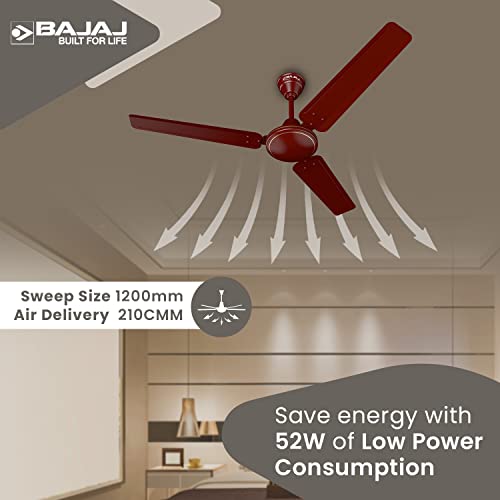 Bajaj Frore 1200 MM (48") 1 Star Rated Ceiling Fans For Home | BEE Star Rated Energy Efficient Ceiling Fan | Rust Free Coating For Long Life | High Air Delivery | 2-Yr Warranty 【Brown】 - Image 5