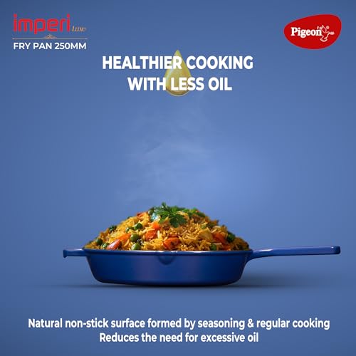 Pigeon by Stovekraft Cast Iron Frying Pan, 25 cm | Enamel Coated | Luxurious Mirror Finish | Toxin-Free | Perfect Crisping | Stylish Handle | Cook with Style, Elegance & Comfort, Black - Image 4