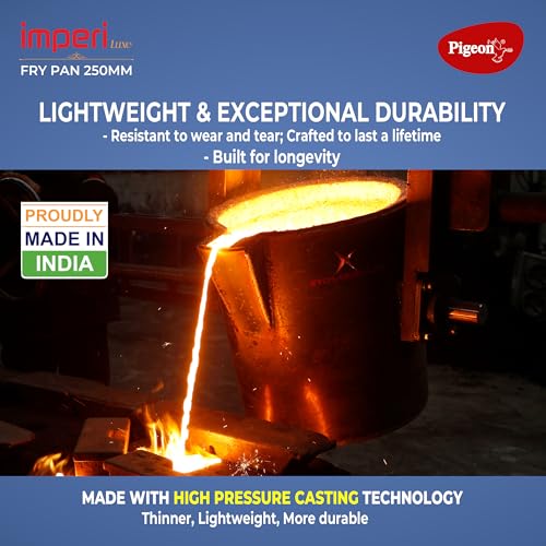 Pigeon by Stovekraft Cast Iron Frying Pan, 25 cm | Enamel Coated | Luxurious Mirror Finish | Toxin-Free | Perfect Crisping | Stylish Handle | Cook with Style, Elegance & Comfort, Black - Image 7