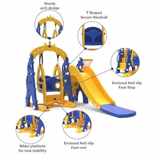 Amazon Brand - Solimo 3-in-1 Garden Castle Slide & Swing for Indoor & Outdoor Use | for Kids 2-8 Years Old | Safe & Fun | Ideal for Boys & Girls | Toy for Kids | Easy Assembly, Multicolor - Image 5