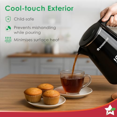 Wonderchef Onyx Cool-touch Digital Kettle, 1.8 L, Stainless-steel Interior, 1350W, Choose from 4 Temperature Modes, Rapid Boiling in 5 Mins for Tea, Coffee, Instant Food, Auto Shut-off, 2-Yr Warranty - Image 5