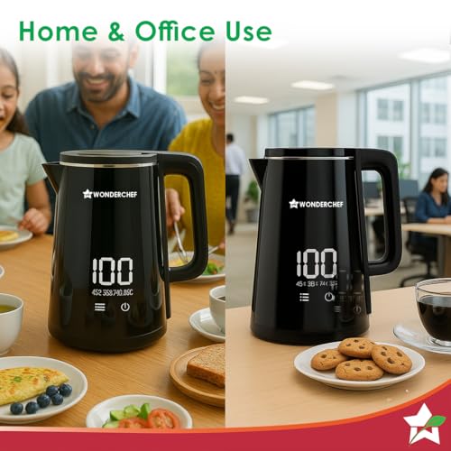 Wonderchef Onyx Cool-touch Digital Kettle, 1.8 L, Stainless-steel Interior, 1350W, Choose from 4 Temperature Modes, Rapid Boiling in 5 Mins for Tea, Coffee, Instant Food, Auto Shut-off, 2-Yr Warranty - Image 7
