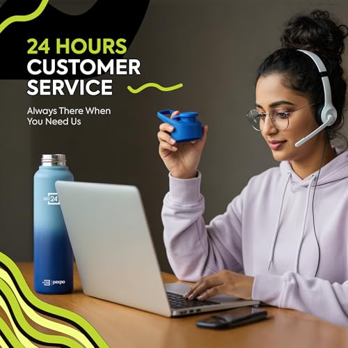 PEXPO Water Bottle 1 ltr Stainless Steel Sports/Fridge Bottle with Sipper Cap (Pack of 2)| Single Wall | For Home, Office, Gym, Travelling | Lightweight | Craft Pro 950ml | Blue-Denim Blue Ombre - Image 4