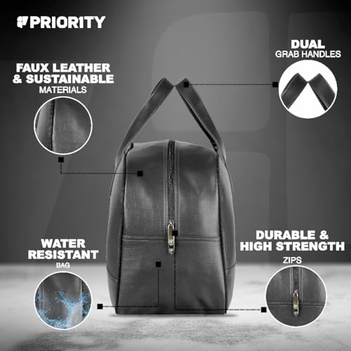 Priority Cult 001 Duffle Bag for Travel | Stylish Faux Leather | Lightweight and Comfortable for Travelling | Suitable for Men's and Women's One Size Black - Image 4