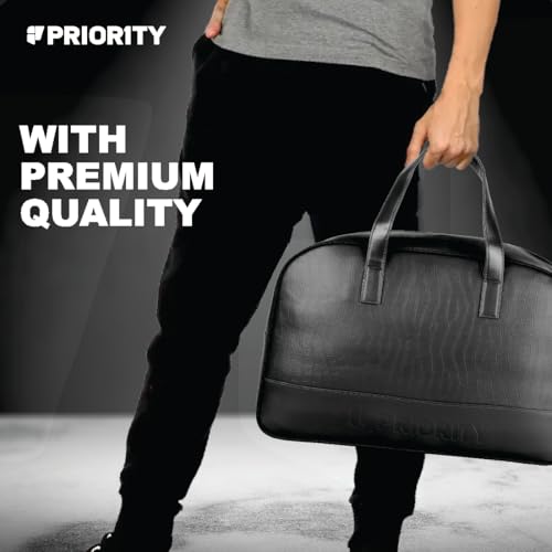 Priority Cult 001 Duffle Bag for Travel | Stylish Faux Leather | Lightweight and Comfortable for Travelling | Suitable for Men's and Women's One Size Black - Image 5
