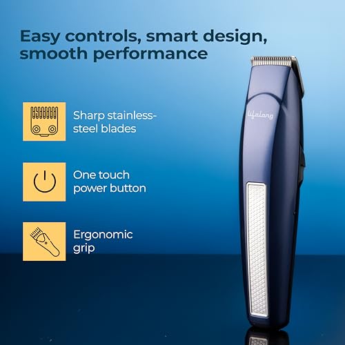 Lifelong Trim EZ Rechargeable Beard Trimmer for Men | SkinProtect Blades, Cordless Groomer with 4 Attachments, Brush & Oil Bottle, 500mAh Lithium Battery, USB Type-C Charging, 60 Min Runtime (Blue) - Image 4