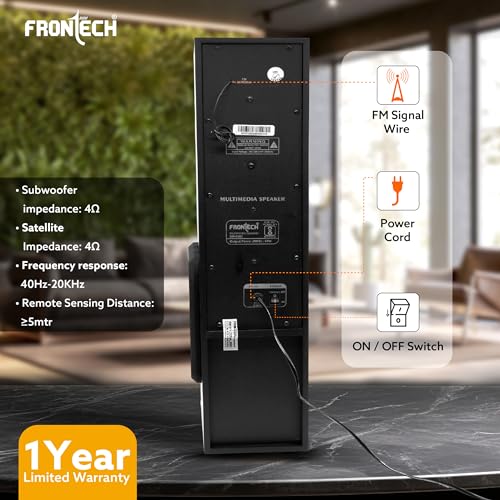 FRONTECH Spark Series 60 Watt Tower Speaker with Bluetooth 5.0 Wireless Technology with LED Digital Display and USB Port and Wired Mic for Karaoke with Volume Control (SW-0163) - Image 5