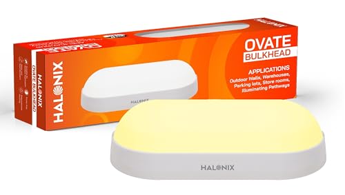 Halonix Yellow 10W wall Lamp LED Oval Shape Outdoor Bulkhead | Outdoor light waterproof IP65 | Waterproof Porch Light for Outdoor Garden Bathroom Light (Warm White, Pack of 1)