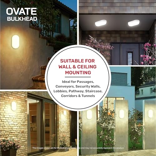 Halonix Yellow 10W wall Lamp LED Oval Shape Outdoor Bulkhead | Outdoor light waterproof IP65 | Waterproof Porch Light for Outdoor Garden Bathroom Light (Warm White, Pack of 1) - Image 4