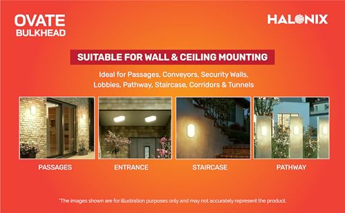 Halonix Yellow 10W wall Lamp LED Oval Shape Outdoor Bulkhead | Outdoor light waterproof IP65 | Waterproof Porch Light for Outdoor Garden Bathroom Light (Warm White, Pack of 1) - Image 5