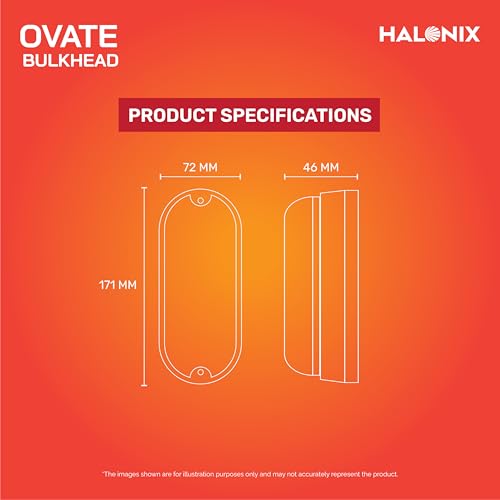 Halonix Yellow 10W wall Lamp LED Oval Shape Outdoor Bulkhead | Outdoor light waterproof IP65 | Waterproof Porch Light for Outdoor Garden Bathroom Light (Warm White, Pack of 1) - Image 6