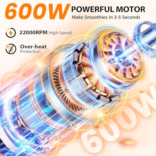 INALSA Blender Mixer Grinder|5 Jar & 600W Copper Motor| Blenders for Smoothies and Juices| Smoothie MakerBlender NutriBlender 3 Blades Including Froth Blade 2Yr Warranty,Jazz 600 - Image 3