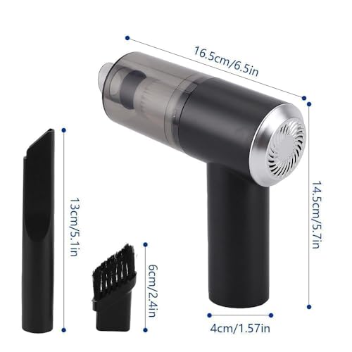 3-in-1 Portable Car Vacuum Cleaner with Blower, USB Rechargeable, Black, Wireless Handheld Mini Design, Strong Suction, Washable HEPA Filter for Car, Home, Travel - Image 2