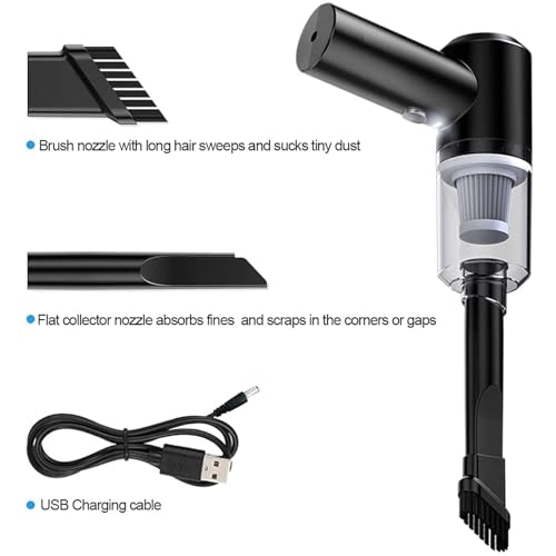 3-in-1 Portable Car Vacuum Cleaner with Blower, USB Rechargeable, Black, Wireless Handheld Mini Design, Strong Suction, Washable HEPA Filter for Car, Home, Travel - Image 3