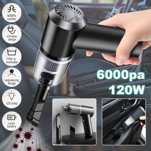 3-in-1 Portable Car Vacuum Cleaner with Blower, USB Rechargeable, Black, Wireless Handheld Mini Design, Strong Suction, Washable HEPA Filter for Car, Home, Travel - Image 6