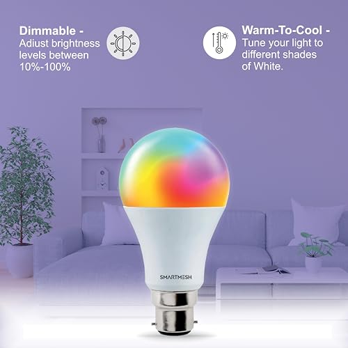 Wi-Fi RGB+CCT Smart LED Bulb Powered by Jio IoT | 9 Watt | Music Sync | Last State Memory | 16 Million Colors | Warm and Cool White | Compatible with Alexa and Google Assistant (Base B22) - Image 5