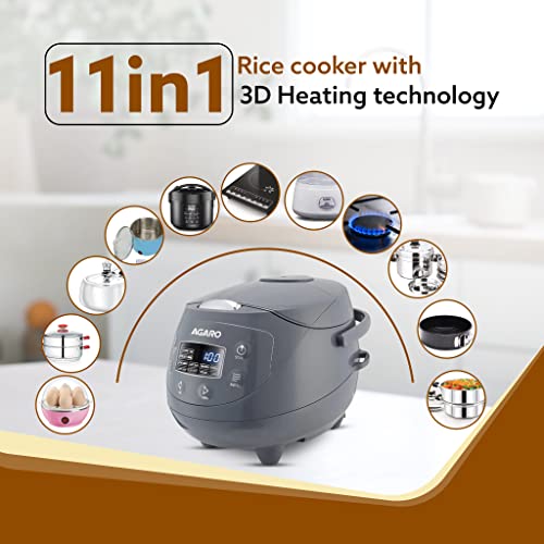 AGARO Imperial Electric Rice Cooker, 2L Ceramic Coated Inner Bowl, 500 gms (approx. 3.5 cups) raw rice, Steam Basket, 8 Preset Cooking Function, Advanced Fuzzy Logic, 24Hrs Keep Warm Function, 350W - Image 5