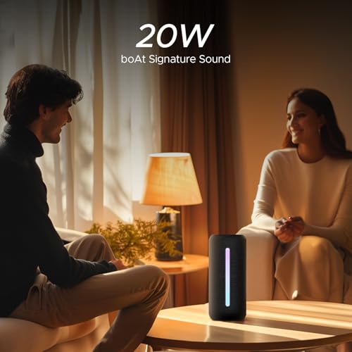 Boat Stone Spinx Pro Bluetooth Speaker with 20 W RMS Sound, Up to 8 hrs of Playtime, BTv5.0, Built-in Mic, RGB LEDs, TWS Feature, TF Card, AUX Port & USB Type-C Port(Midnight Black) - Image 3