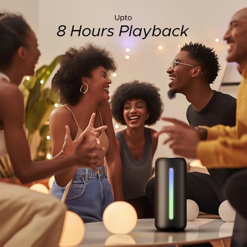 Boat Stone Spinx Pro Bluetooth Speaker with 20 W RMS Sound, Up to 8 hrs of Playtime, BTv5.0, Built-in Mic, RGB LEDs, TWS Feature, TF Card, AUX Port & USB Type-C Port(Midnight Black) - Image 4