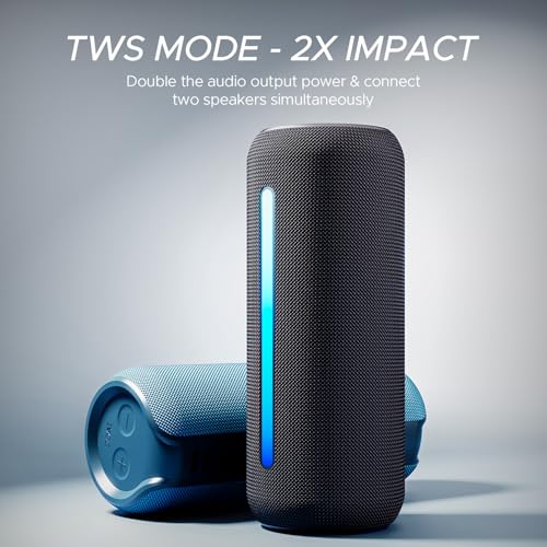 Boat Stone Spinx Pro Bluetooth Speaker with 20 W RMS Sound, Up to 8 hrs of Playtime, BTv5.0, Built-in Mic, RGB LEDs, TWS Feature, TF Card, AUX Port & USB Type-C Port(Midnight Black) - Image 6