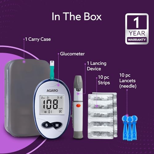 AGARO Glucometer, Blood Glucose Monitoring System with 10pcs Strips & Lancets, Glucometer Machine, Instant Blood Sugar Test at Home, Fast Blood Sugar Testing Device, Simple & Accurate, GLM-76. - Image 7