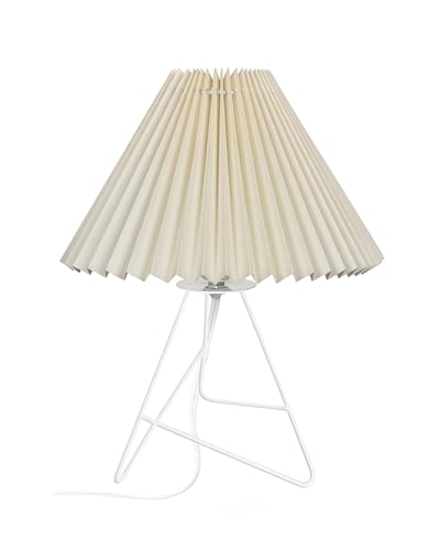 Homesake® Retro Down to The Wire Metal Table Lamp with Fabric Shade, Bedside Lamp Gift Housewarming Home Living Room, Pleated Shade (Off-White) - Image 3