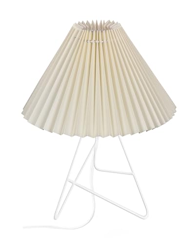 Homesake® Retro Down to The Wire Metal Table Lamp with Fabric Shade, Bedside Lamp Gift Housewarming Home Living Room, Pleated Shade (Off-White) - Image 4