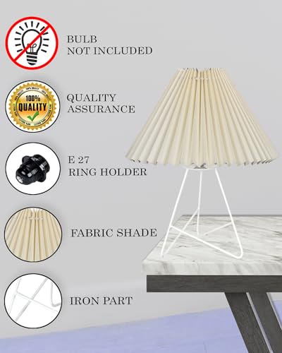 Homesake® Retro Down to The Wire Metal Table Lamp with Fabric Shade, Bedside Lamp Gift Housewarming Home Living Room, Pleated Shade (Off-White) - Image 6