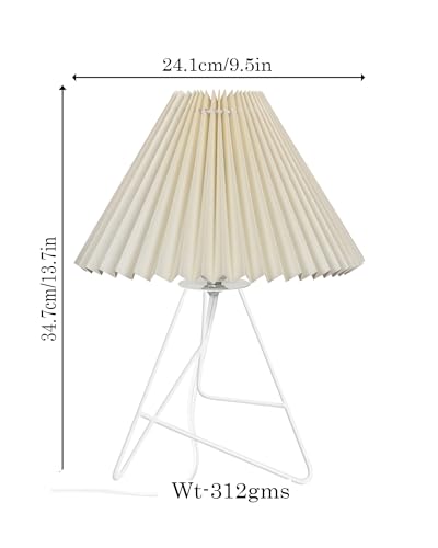 Homesake® Retro Down to The Wire Metal Table Lamp with Fabric Shade, Bedside Lamp Gift Housewarming Home Living Room, Pleated Shade (Off-White) - Image 7