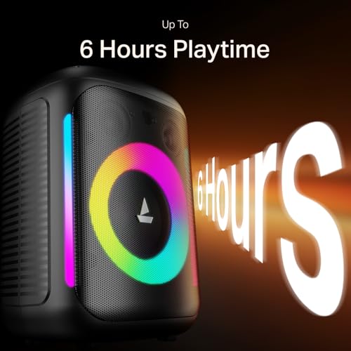 boAt 2025 Launch PartyPal 30, 25W Signature Sound, RGB LEDs, Wired Mic for Karaoke, Up to 6H Battery, TWS Mode, Multi Connect, Bluetooth Speaker, Wireless Speaker, Portable Speaker (Premium Black) - Image 4