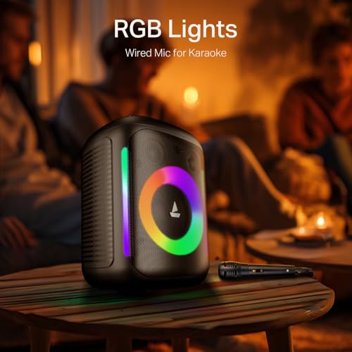 boAt 2025 Launch PartyPal 30, 25W Signature Sound, RGB LEDs, Wired Mic for Karaoke, Up to 6H Battery, TWS Mode, Multi Connect, Bluetooth Speaker, Wireless Speaker, Portable Speaker (Premium Black) - Image 5