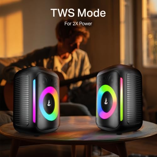 boAt 2025 Launch PartyPal 30, 25W Signature Sound, RGB LEDs, Wired Mic for Karaoke, Up to 6H Battery, TWS Mode, Multi Connect, Bluetooth Speaker, Wireless Speaker, Portable Speaker (Premium Black) - Image 6