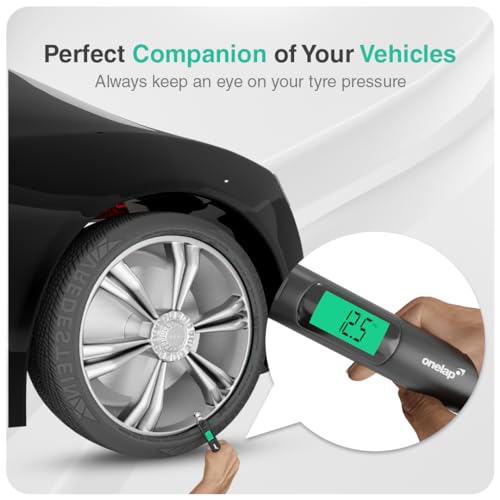 Onelap TyreChek™ - Digital Tyre Pressure Gauge (Zinc Alloy Head) | 0-150 PSI | Suitable for Car, Truck, Bike, Bicycle with Backlight LCD - Image 3