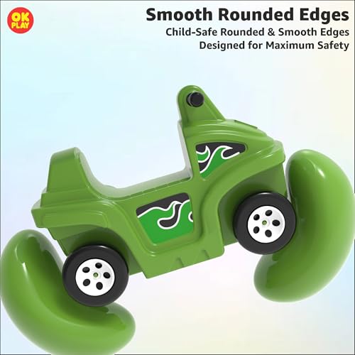 Amazon Brand - Jam & Honey Coaster Car for Kids | Push On Ride On Car | Footrest | Backrest | Easy Grip | Four Wheel Ride | Anti Skid Bottom | Safe & Fun Activity Toy | Medium | 1 Year+ | Green - Image 6