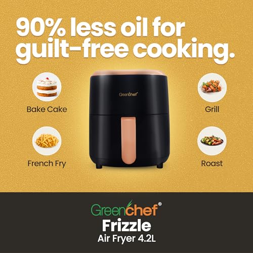 Greenchef Digital Air Fryer Frizzle with Touch Panel, uses up to 90% less fat, 8 Pre-set Menu, 1200W, 4.2 Liter (Black), Large - Image 5