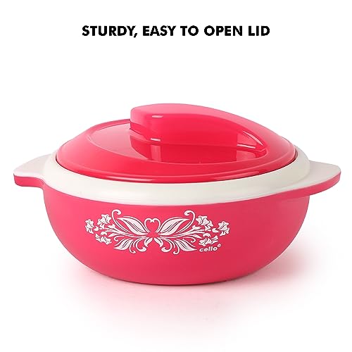 CELLO Hot Serve Set of 3 Pieces Casserole Hot Pot Box For Kitchen, Pink (500ml, 850ml, 1500ml) | Serving Inner Steel Insulated Food Grade Airtight Sturdy Handle Casseroles Set For Roti Chapati Rice - Image 5