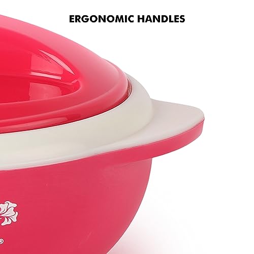 CELLO Hot Serve Set of 3 Pieces Casserole Hot Pot Box For Kitchen, Pink (500ml, 850ml, 1500ml) | Serving Inner Steel Insulated Food Grade Airtight Sturdy Handle Casseroles Set For Roti Chapati Rice - Image 6