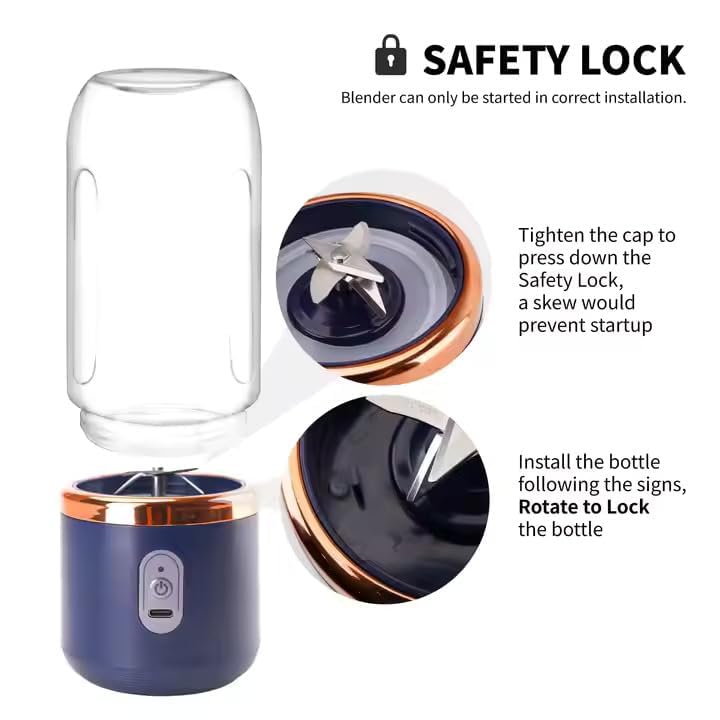 Portable Blender for Smoothies & Juices | 400ML Compact Jar for Soft Fruits | 40W Motor Crushes Ice | Auto-Stop After 40s | 1500mAh Rechargeable Juicer with Built-in Jar - Image 6