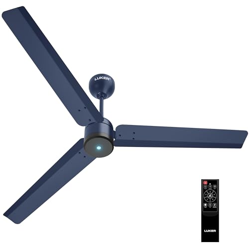 LUKER JVLuker USA Aero Zen 1200mm BLDC Ceiling Fan with IR Remote BEE 5 Star 65% Energy Saving High Air Delivery Low Noise LED Indicator Reverse Mode for Living & Bedroom Ocean Blue 3 Yrs Warranty