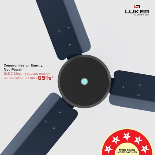 LUKER JVLuker USA Aero Zen 1200mm BLDC Ceiling Fan with IR Remote BEE 5 Star 65% Energy Saving High Air Delivery Low Noise LED Indicator Reverse Mode for Living & Bedroom Ocean Blue 3 Yrs Warranty - Image 5