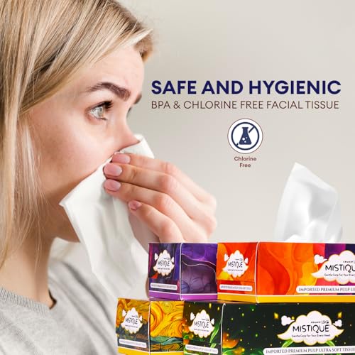 MISTIQUE Ultra Soft 2 Ply Facial Tissue Box | 400 Pulls | 100 Pulls x 4 Boxes | Skin Friendly & Highly Absorbent | Natural Virgin Pulp | Car, Home & Office Use | Sheet Size (17 * 20) cm - Image 6