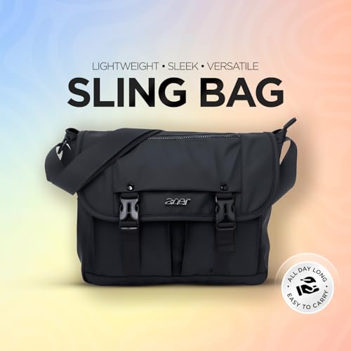 Acer Stylo Premium 14 Inch Laptop Sling Bag, Elegant Black Water-Resistant Polyester, Zippered Compartments & Front Pockets, Fits Up to 14-inch Laptops, Lightweight Daily Organizer for Work & Travel - Image 3