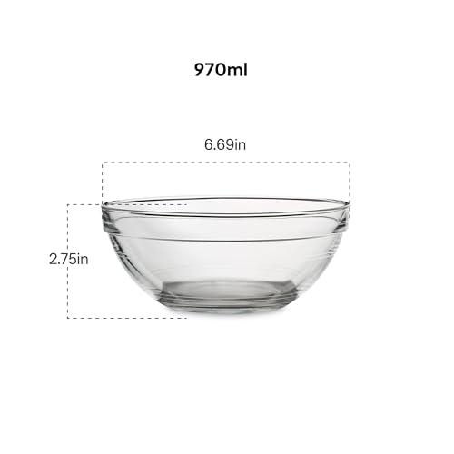 Cello Zenith Round Stack Serving & Mixing Bowl, Transparent | 2 X 500ml Bowls (14 cm)| Microwave & Dishwasher Safe Crystal Clear Glass Bowl for Kitchen & Dinning | Bowl for Mixing Dough, Salad, Batter - Image 4